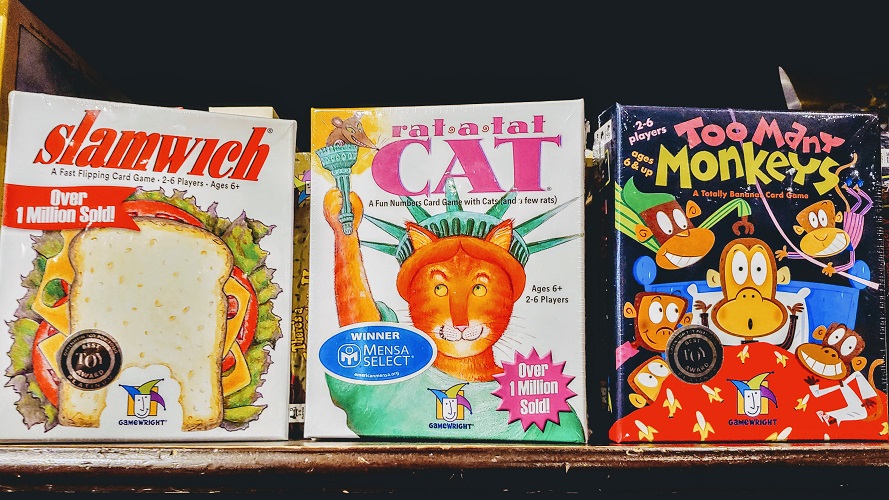 Gamewright Assorted Games Rat-a-tat Cat, Slamwich & Too Many Monkeys